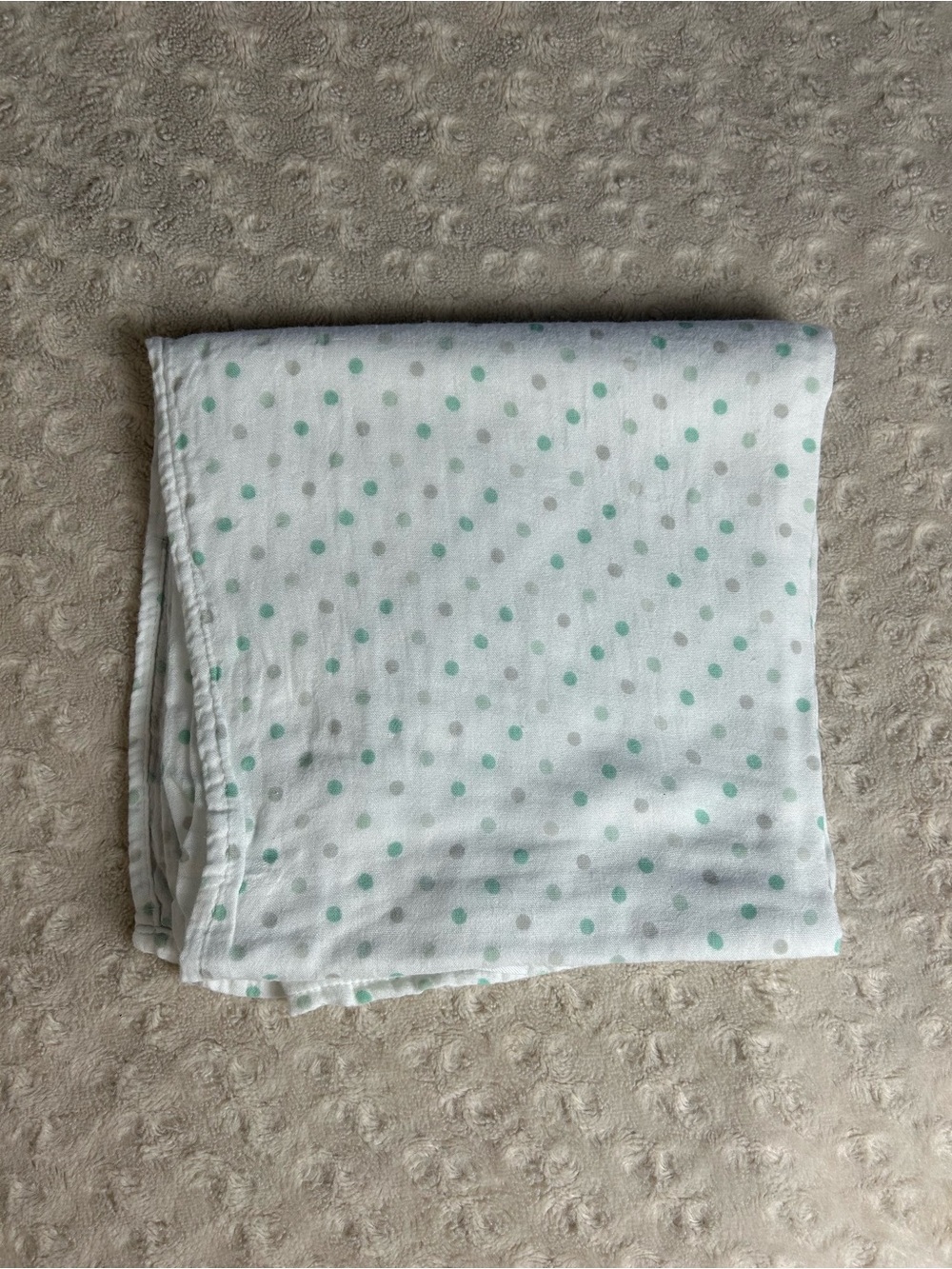 Summer Infant Light Green Polka Dots Baby Swaddle Blanket White Gray 2013
